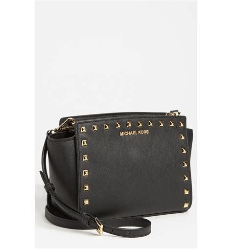 michael michael kors selma medium studded saffiano leather messenger $248.00|selma saffiano leather bag review.